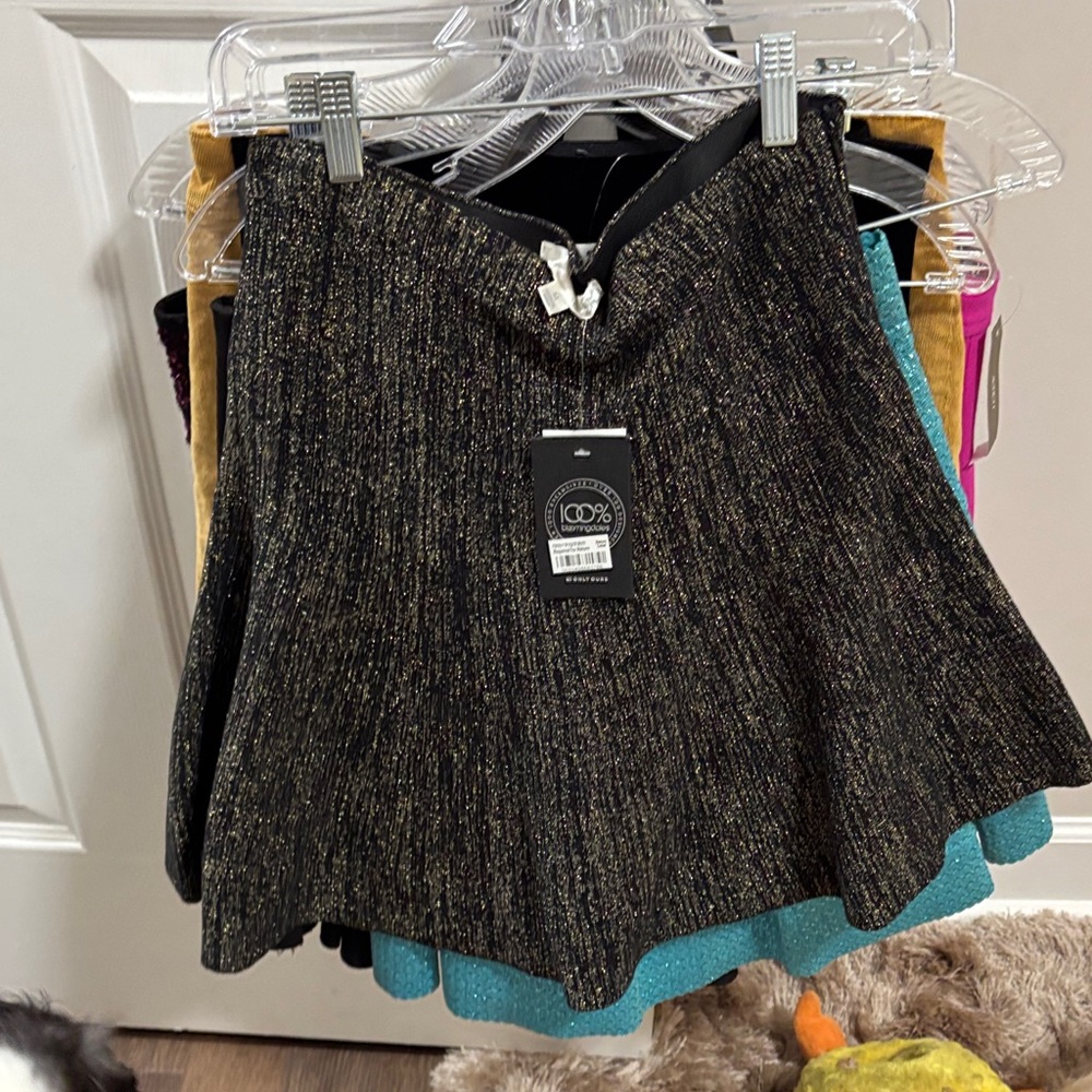 J.O.A. Black and Gold Skater Skirt